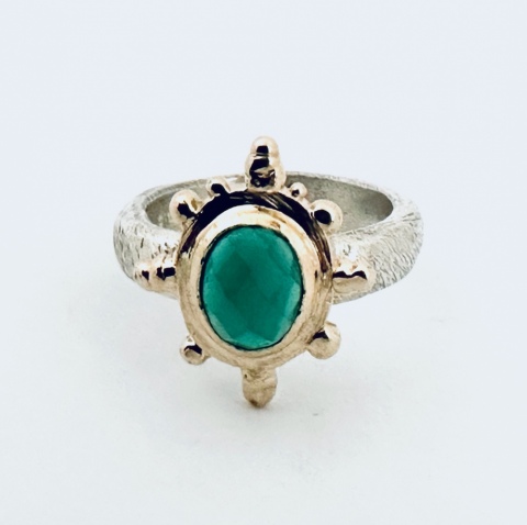 Green Agate Gold Ring