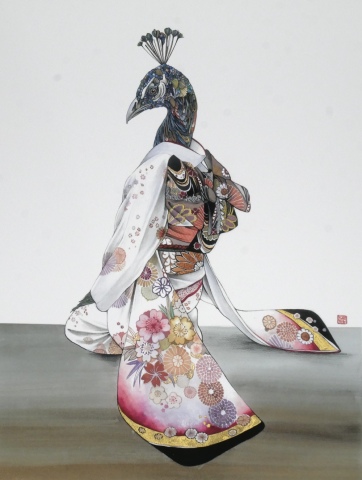 Kujaku (Peacock in Kimono)