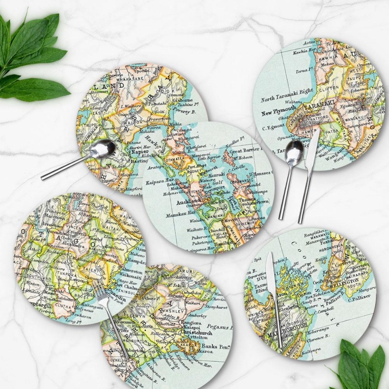 Retro Map Placemats Art